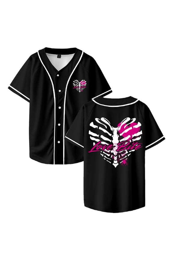 AJ Lee Love Bites Merch Baseball Jersey Short Sleeve Button-up Shirts Men Women Streetwear Tops