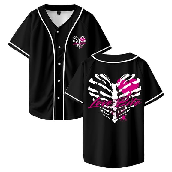AJ Lee Love Bites Merch Baseball Jersey Short Sleeve Button-up Shirts Men Women Streetwear Tops
