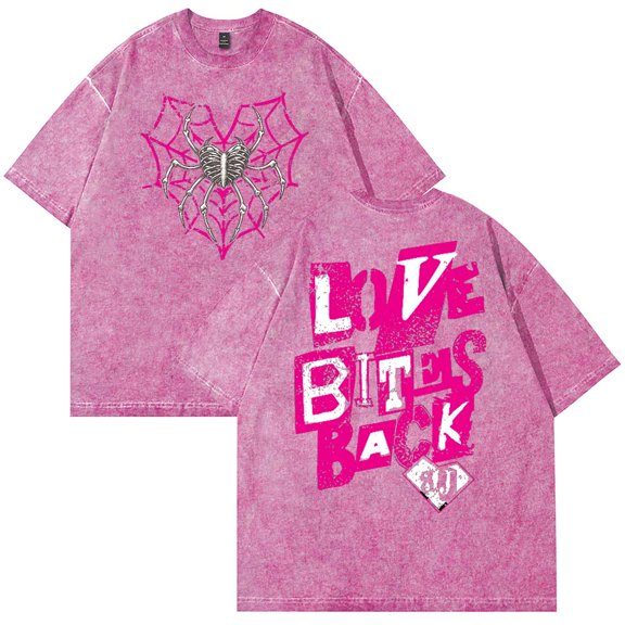AJ Lee Love Bites T-Shirt Cotton Wash Tee Women Men Short Sleeve Casual Crewneck Tee