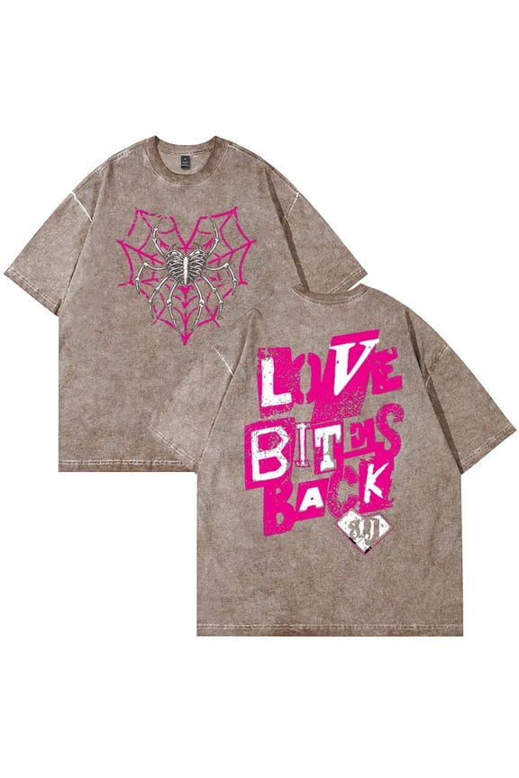 AJ Lee Love Bites T-Shirt Cotton Wash Tee Women Men Short Sleeve Casual Crewneck Tee