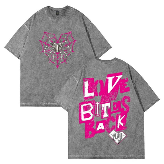 AJ Lee Love Bites Washed T-shirt Crewneck Short Sleeve Cotton Tee Men Women Streetwear Tops