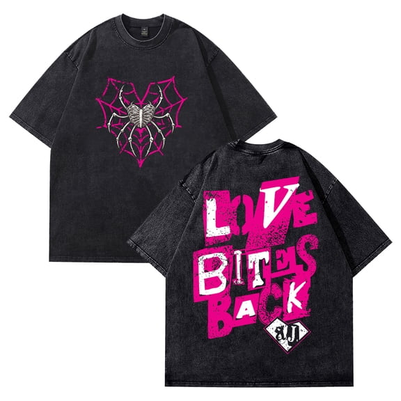 AJ Lee Love Bites Washed T-shirt Crewneck Short Sleeve Cotton Tee Men Women Streetwear Tops