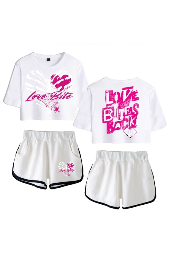 AJ Lee Merch Fans 2-Piece Outfit – Women’s Crop Top and Shorts Set Streetwear Fashion for Wrestling Fans and Supporters