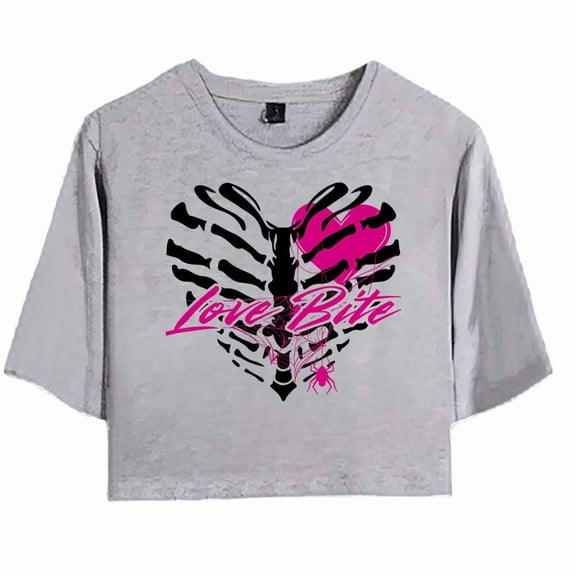 AJ Lee Merch Love Bites Back T-Shirt For Women&Girls Midriff Short Sleeve Summer Clothing Vest Tee