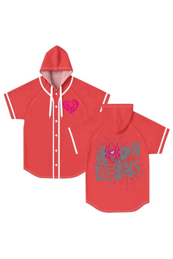 AJ Lee Merch Love Bites Hooded Baseball Jersey Short Sleeve Shirt Women Men Crewneck Tee