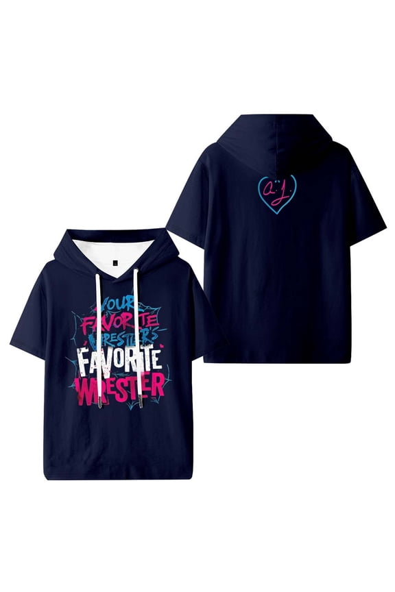 AJ Lee Your Favorite Wrestler Merch Hooded T-Shirts Women Men Short Sleeve Tee Casual Fashion Clothes