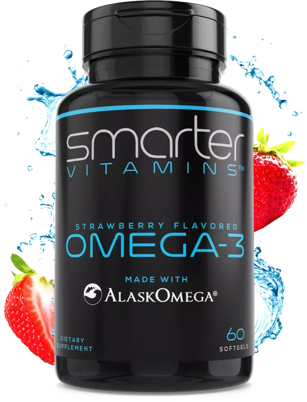 AJ SUPPS Strawberry OMEGA3 FISH OIL, AlaskOmega, NO Fishy Burps