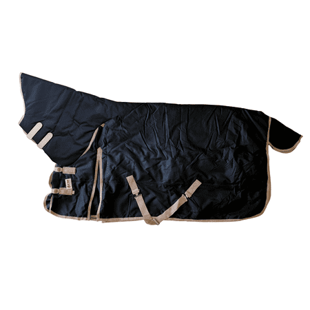 AJ Tack 1200D Waterproof Turnout Horse Blanket with Neck Rug - Black 68" Small