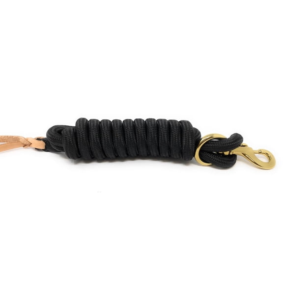 AJ Tack 9 Foot Nylon Lead Rope with Leather Popper Black