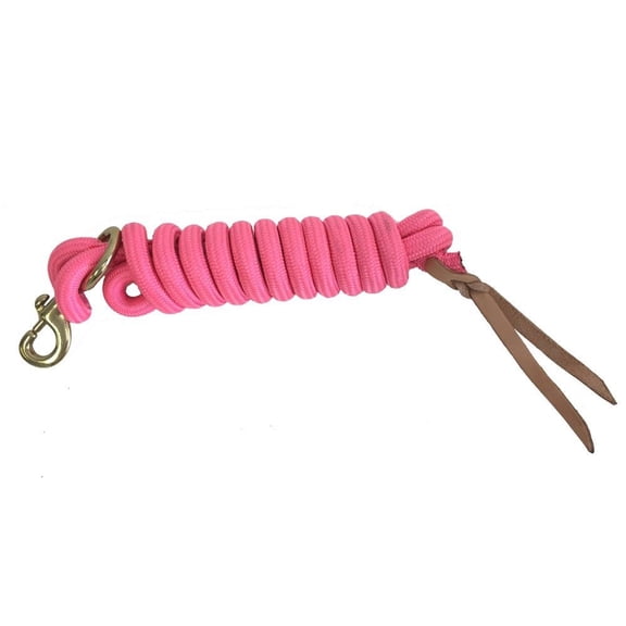 AJ Tack 9 Foot Nylon Lead Rope with Leather Popper Hot Pink