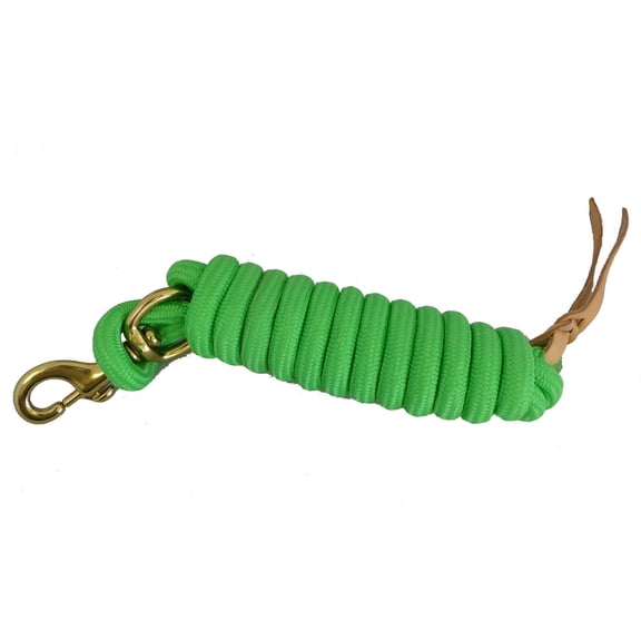 AJ Tack 9 Foot Nylon Lead Rope with Leather Popper Lime Green