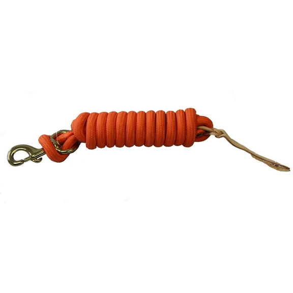AJ Tack 9 Foot Nylon Lead Rope with Leather Popper Orange
