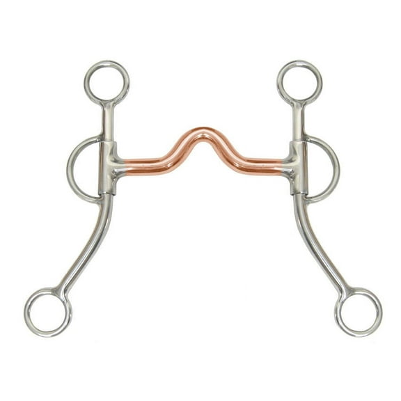 AJ Tack Double Rein Long Shank Medium Copper Port Bit
