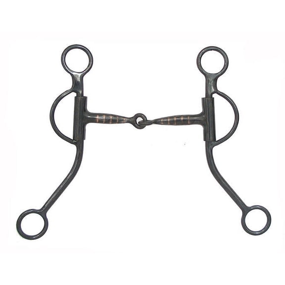 AJ Tack Double Rein Long Shank Snaffle Bit, Black Steel