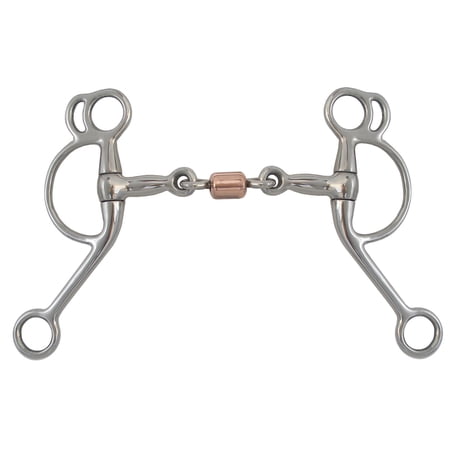 AJ Tack Double Rein Tom Thumb 3 Piece Copper Roller Bit