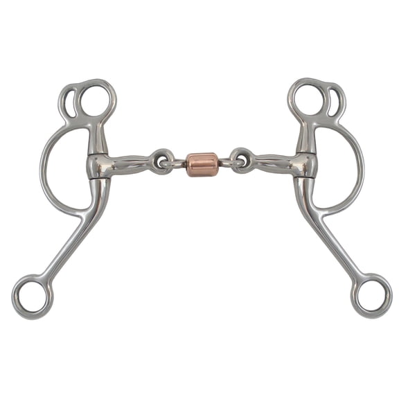 AJ Tack Double Rein Tom Thumb 3 Piece Copper Roller Bit