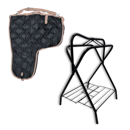 AJ Tack Freestanding Saddle Rack & Western Saddle Carrier Bundle Black
