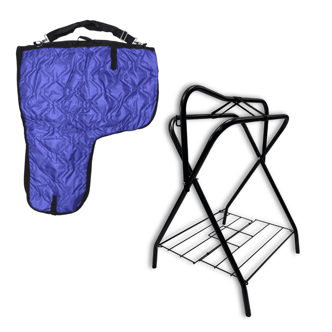 AJ Tack Freestanding Saddle Rack with Western Saddle Carrier Purple ...