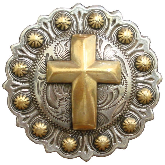 AJ Tack Gold Cross Berry Concho 1 1/4"