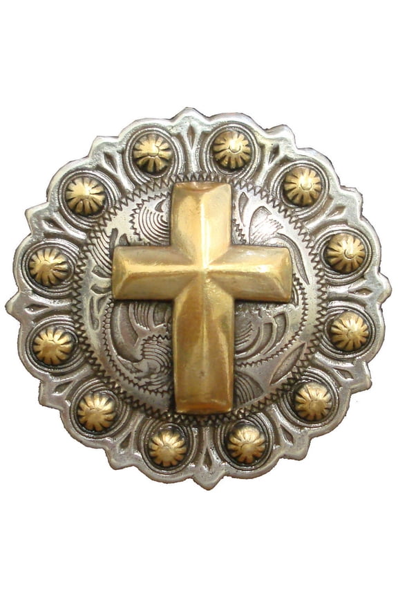 Gold Cross Berry Concho 1"
