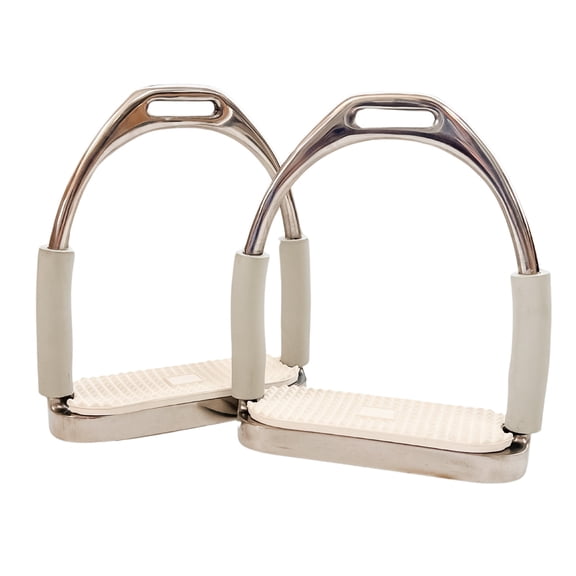 AJ Tack Jointed Flex Stirrup Irons - White 4 1/4"