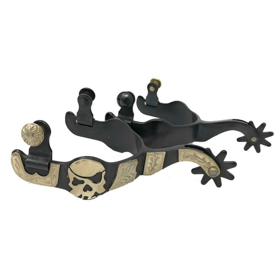 AJ Tack Men's Antique Brown Pirate Skull Spurs