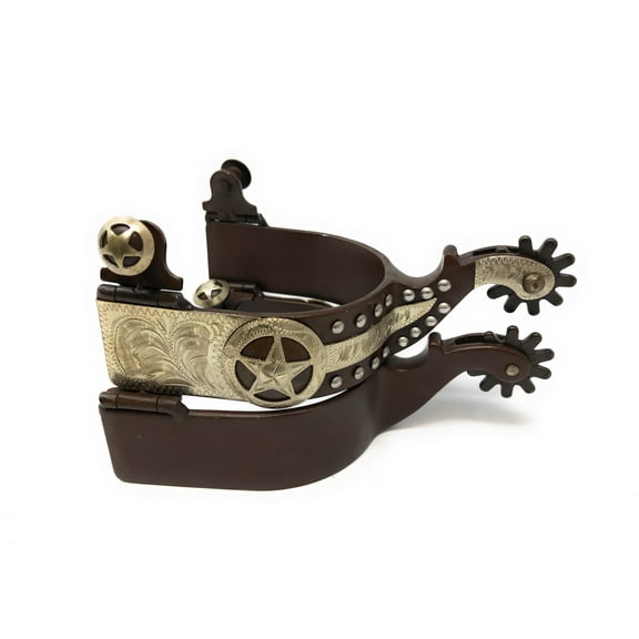 AJ Tack Men's Antique Brown Texas Star Show Spurs