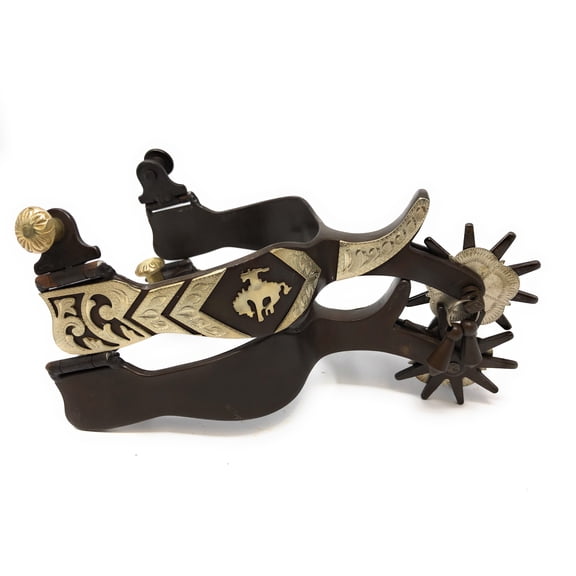 AJ Tack Men's Antique Brown Bucking Bronc Engraved Spurs