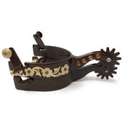 AJ Tack Mens Floral Engraved Antique Brown Show Spurs