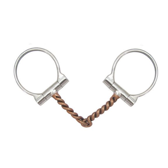 AJ Tack Offset Dee Ring Curved Copper Twist Wire Bit