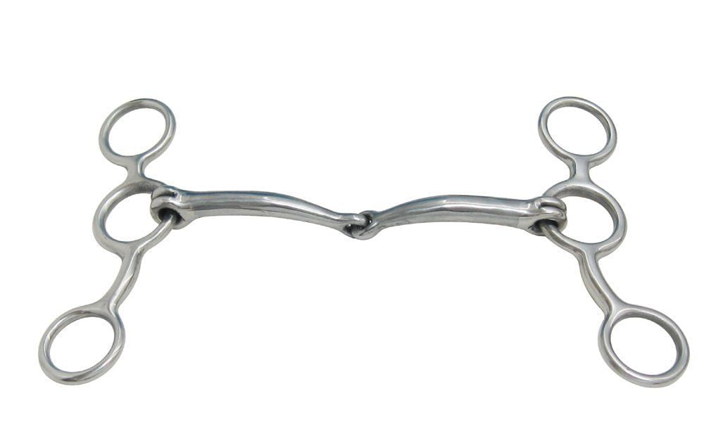 AJ Tack Stainless Steel Jr. Cowhorse Smooth Snaffle Gag Bit 5 1/4