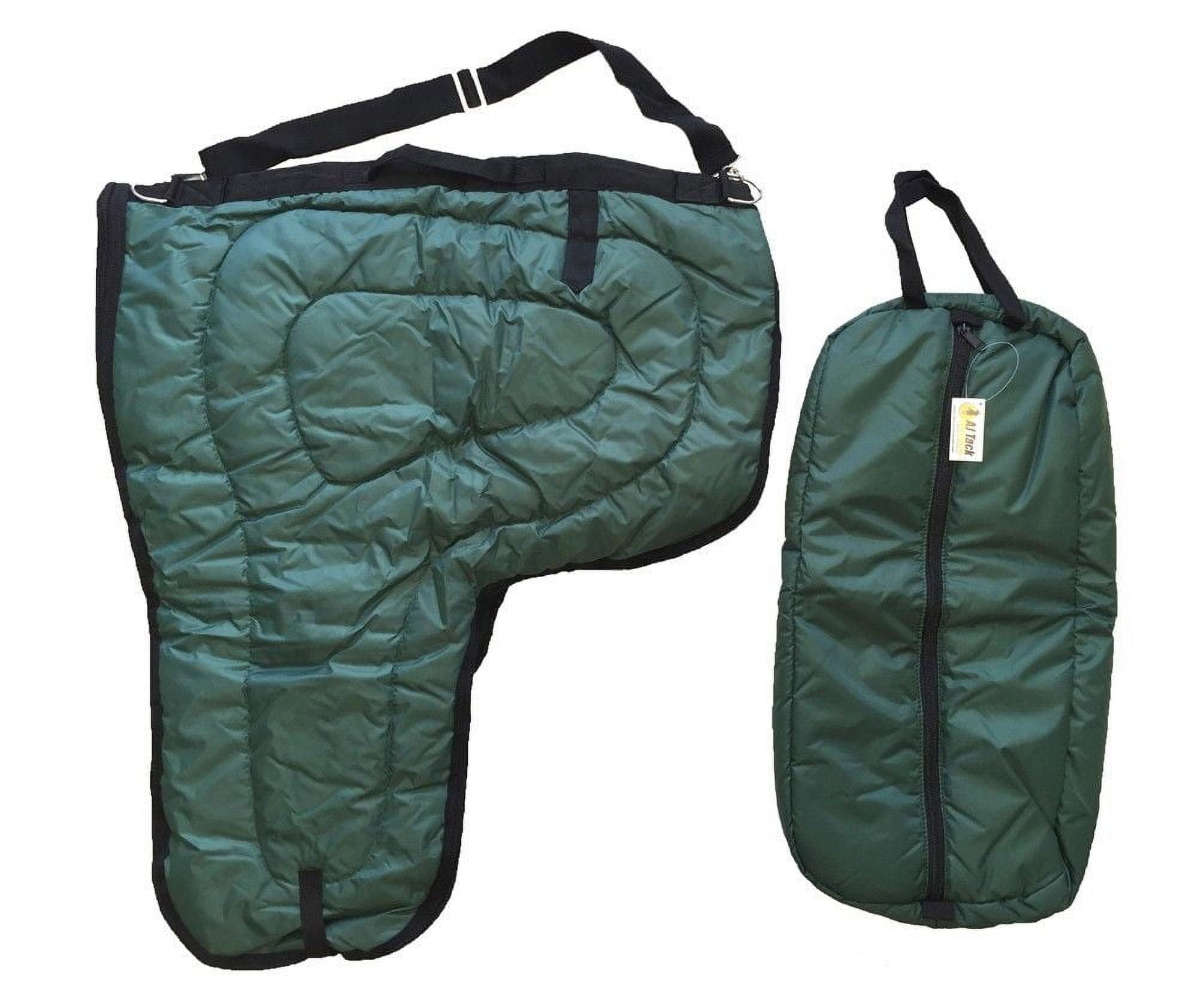 AJ Tack Western Padded Saddle and Bridle Carrier Set Green