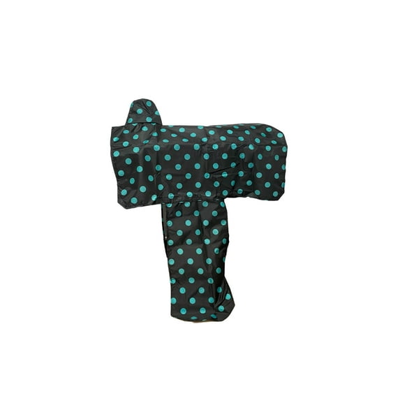 AJ Tack Western Saddle Cover Black and Turquoise Polka Dots