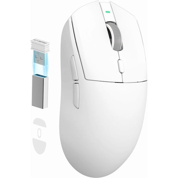 AJ139 G Gaming -lightweight 59g with Dual Mode-Type C Wired/2.4Ghz Receiver up to 26000DPI 6 Programmable Button Symmetric for PC Gamer(White)