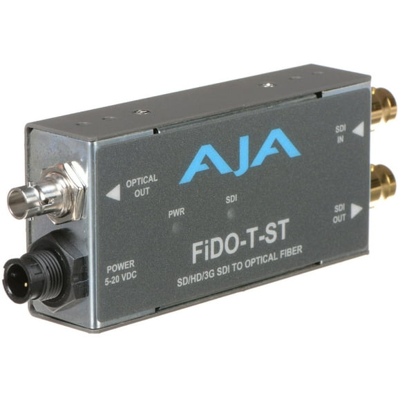 AJA FiDO-T-ST Single Channel Optical Fiber SDI to ST Fiber Converter with Looping SDI Output