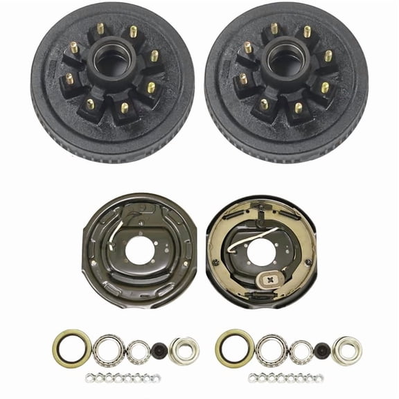 AJANTA INDUSTRIAL 12"x2" 8 on 6.5 Trailer Hub Drum Kits with Electric Brakes for 7000lbs axle (2 Hub + 2 Brake (L&D))