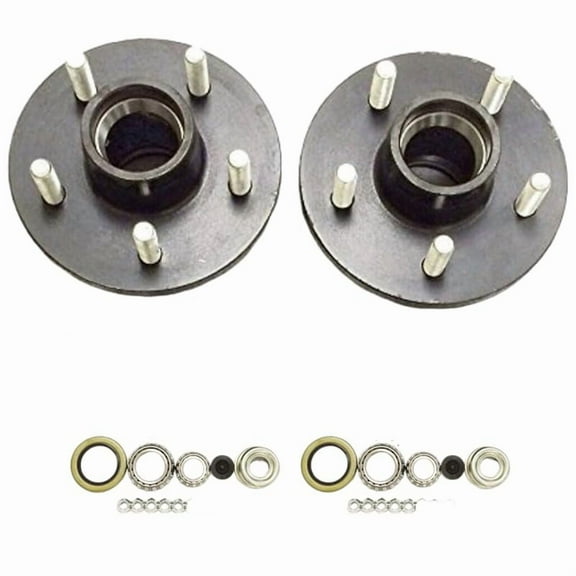 AJANTA INDUSTRIAL 2 Sets 2000lb Trailer Axle Trailer Hub Kit 5 Bolt 4.5",Trailer Hub fit 1" and 1-1/16" Trailer Straight Spindle,Boat Trailer Hubs 5 Lug Only Fit Straight Spindle Only