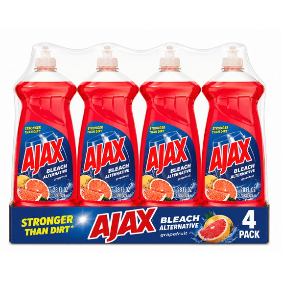AJAX Bleach Alternative Grapefruit Dishwashing Liquid, 52 fl oz Bottles, 4 Pack, Grease-Cutting Dish Soap