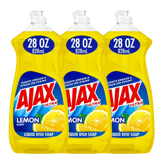 Ajax Ultra Lemon Scent Liquid Dish Soap, (3 x 28 fl oz) 3 pack bottles