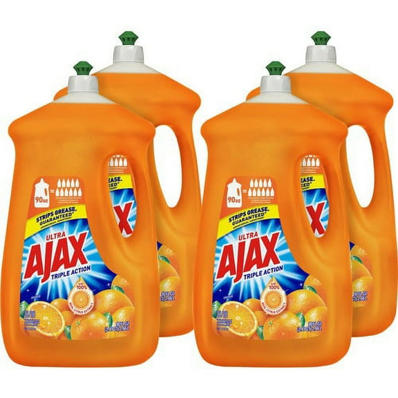 AJAX Triple Action Dish Soap - Liquid - 90 fl oz (2.8 quart) - Orange Scent - 4 / Carton - Orange | Bundle of 10 Cartons