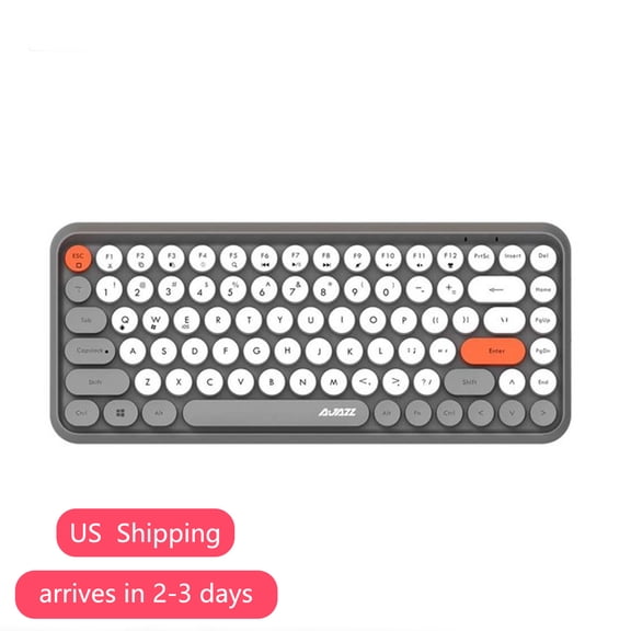 AJAZZ 308i BT Keyboard Round Key Cap 10m BT Connection 84 Keys for Windows 2000, Windows XP, Windows ME, Windows Vista, Windows 7/8/10 Gray