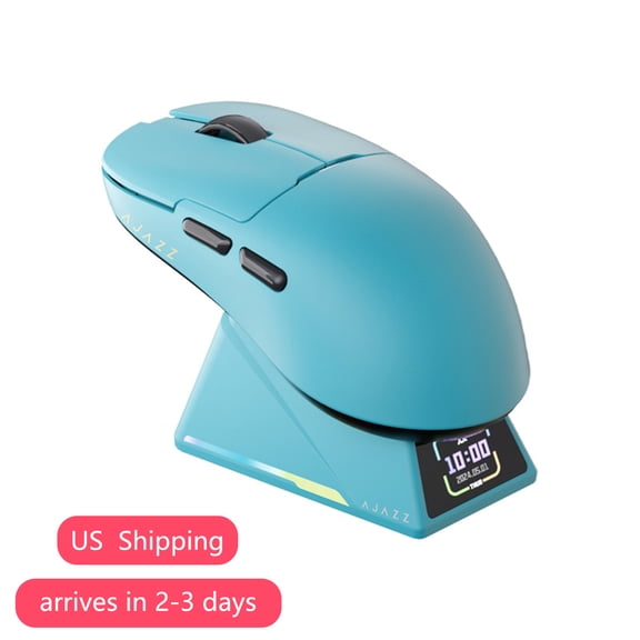 AJAZZ AJ179APEX 8Khz Ultralight Gaming Mouse with RGB Magnetic Screen Charging Dock -30K dpi Optical Sensor - Huanuo 100 Million Click - Ice Sensation Coating Trip-Mode Mice Blue
