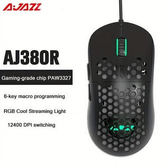 AJAZZ AJ380R White Wired Ultra Lightweight Cave Mouse RGB Light Effect Support Gun Pressure Macro White AJ380R