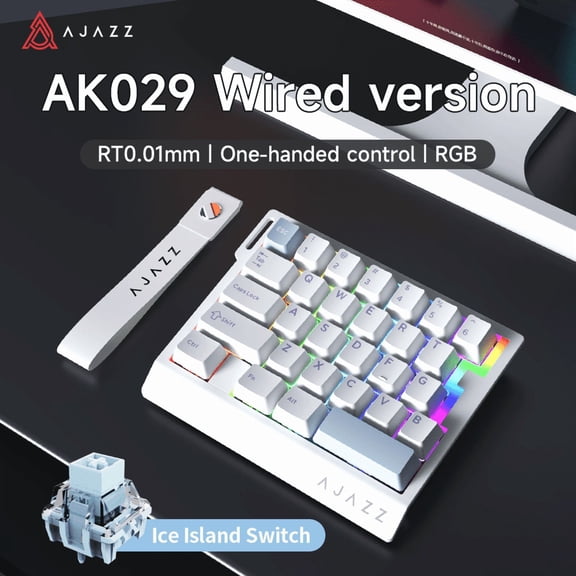 AJAZZ AK029 Wired One-Handed Keyboard HE Magnetic Switch 8000Hz 29-Key RGB Mini Gaming Mechanical Keyboard for PC Gamers