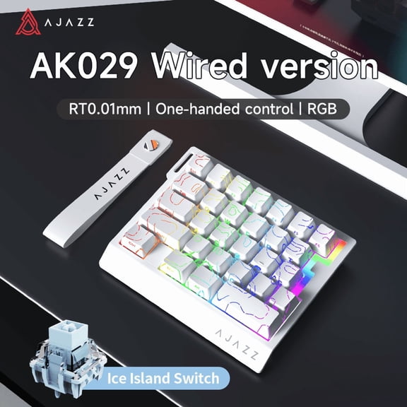 AJAZZ AK029 Wired One-Handed Keyboard HE Magnetic Switch 8000Hz 29-Key RGB Mini Gaming Mechanical Keyboard for PC Gamers