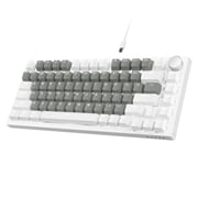 AJAZZ AK820 Mechanical Gaming Keyboard with Knob 75% Keyboard Hot Swappable Type-C Wired Gasket 5-Layer Noise Absorbing Foam White LED Backlit NKRO Linear Red Switch for PC/Win/Mac