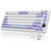 AJAZZ AK820 Pro 75% Wireless Mechanical Keyboard with TFT Smart Display&Knob, Gasket-Mounted Gaming Keyboard, BT/2.4GHz/USB-C Wired Purple, Gift Switch
