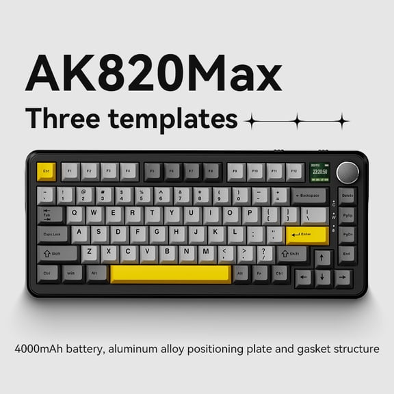 AJAZZ AK820MAX Tir-Mode Magnetic Shaft Mechanical Keyboard Gasket Structure Full Key Hot Plug Gaming Esports Black