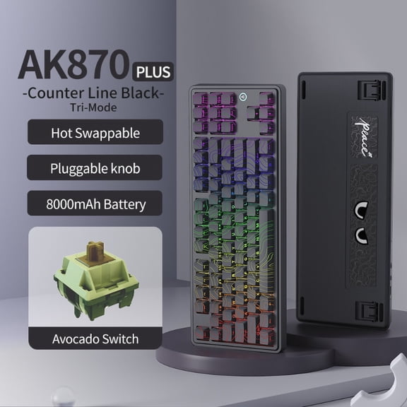 AJAZZ AK870 PLUS Avocado Shaft Contour Black Triple Mode RGB DIY