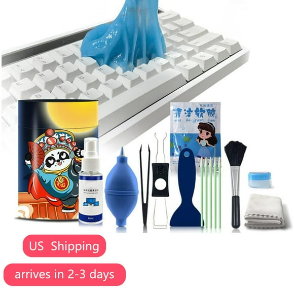 AJAZZ AKC80 Keyboard Cleaning Kit, 10-in-1 Professional Computer Keyboard Cleaner with 70g Dust Cleaning Gel, 5g Lube, Air Blower Etc, Also for Laptops, Glasses